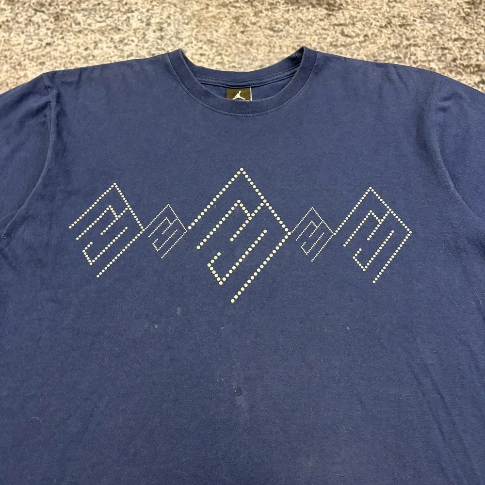 Vintage Air Jordan T Shirt Mens XL Navy Blue Rhinestones Logo 2000s